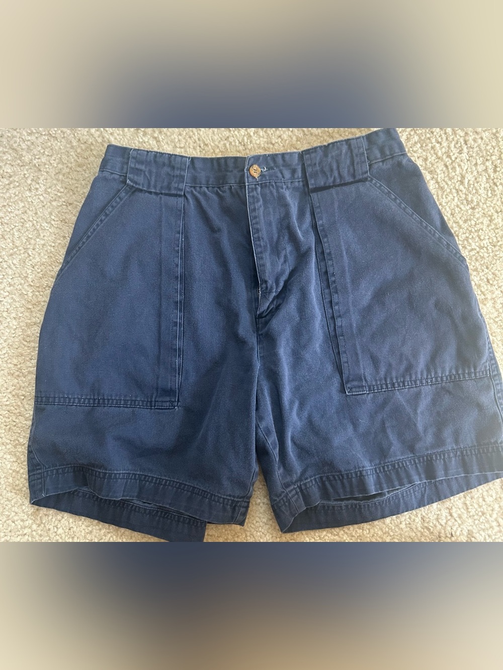 Duxbak Men's Chino Flat Front Navy Shorts  with Pockets 32